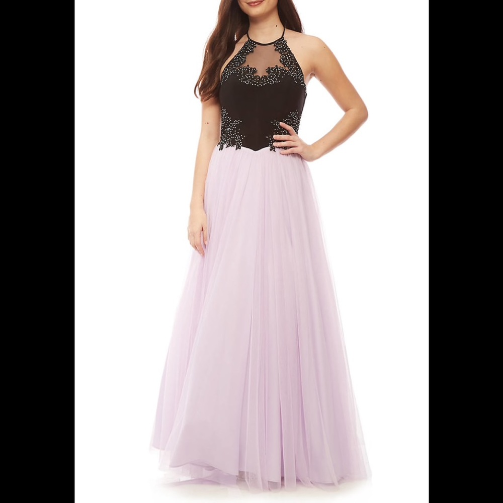 Blondie Nites Embroidered Bodice Mesh Gown sz 11